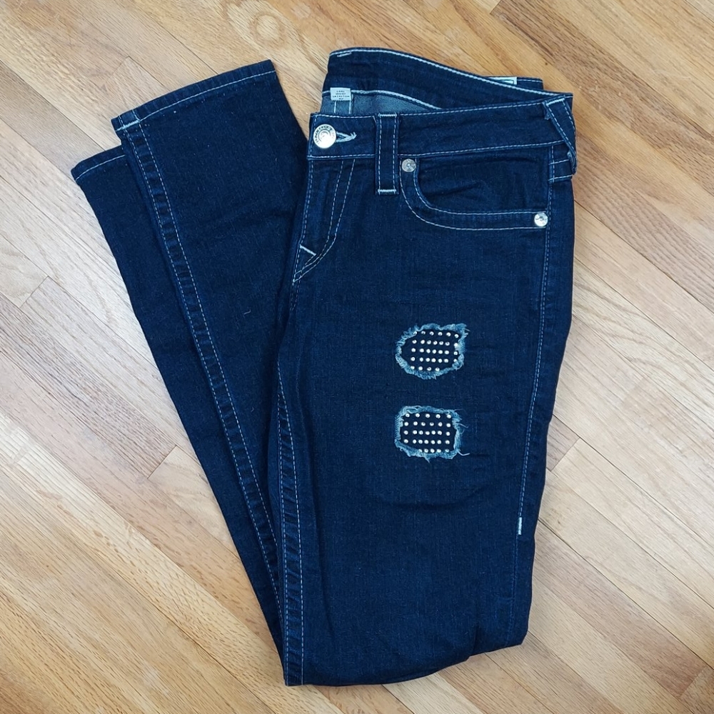 True Religion Skinny Jeans Distressed W/ Crystals